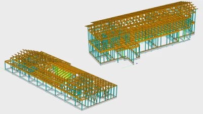 吹抜を持つ建物の立体解析モデル